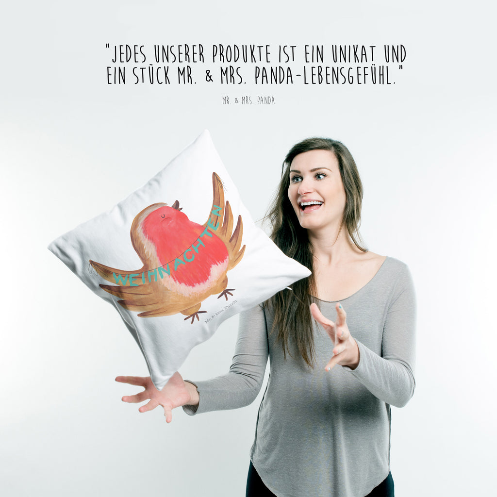 40x40 Kissen Rotkehlchen Weihnachten Kissenhülle, Kopfkissen, Sofakissen, Dekokissen, Motivkissen, Winter, Weihnachten, Weihnachtsdeko, Nikolaus, Advent, Heiligabend, Wintermotiv, Frohe Weihnachten, Weihnachtsmotiv, Weihnachtsgruß, Vogel, xmas