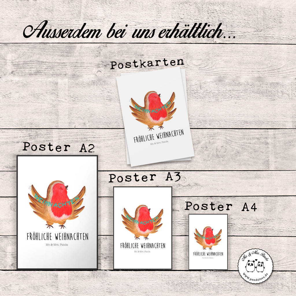 Poster Rotkehlchen Weihnachten Poster, Wandposter, Bild, Wanddeko, Küchenposter, Kinderposter, Wanddeko Bild, Raumdekoration, Wanddekoration, Handgemaltes Poster, Mr. & Mrs. Panda Poster, Designposter, Kunstdruck, Posterdruck, Winter, Weihnachten, Weihnachtsdeko, Nikolaus, Advent, Heiligabend, Wintermotiv, Frohe Weihnachten, Weihnachtsmotiv, Weihnachtsgruß, Vogel, xmas