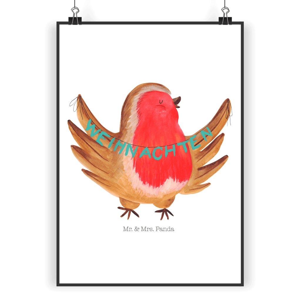 Poster Rotkehlchen Weihnachten Poster, Wandposter, Bild, Wanddeko, Küchenposter, Kinderposter, Wanddeko Bild, Raumdekoration, Wanddekoration, Handgemaltes Poster, Mr. & Mrs. Panda Poster, Designposter, Kunstdruck, Posterdruck, Winter, Weihnachten, Weihnachtsdeko, Nikolaus, Advent, Heiligabend, Wintermotiv, Frohe Weihnachten, Weihnachtsmotiv, Weihnachtsgruß, Vogel, xmas