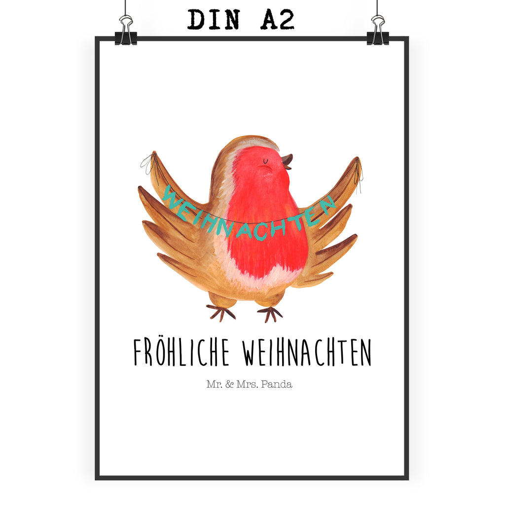 Poster Rotkehlchen Weihnachten Poster, Wandposter, Bild, Wanddeko, Küchenposter, Kinderposter, Wanddeko Bild, Raumdekoration, Wanddekoration, Handgemaltes Poster, Mr. & Mrs. Panda Poster, Designposter, Kunstdruck, Posterdruck, Winter, Weihnachten, Weihnachtsdeko, Nikolaus, Advent, Heiligabend, Wintermotiv, Frohe Weihnachten, Weihnachtsmotiv, Weihnachtsgruß, Vogel, xmas