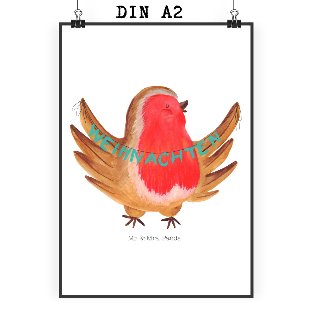 Poster Rotkehlchen Weihnachten Poster, Wandposter, Bild, Wanddeko, Küchenposter, Kinderposter, Wanddeko Bild, Raumdekoration, Wanddekoration, Handgemaltes Poster, Mr. & Mrs. Panda Poster, Designposter, Kunstdruck, Posterdruck, Winter, Weihnachten, Weihnachtsdeko, Nikolaus, Advent, Heiligabend, Wintermotiv, Frohe Weihnachten, Weihnachtsmotiv, Weihnachtsgruß, Vogel, xmas