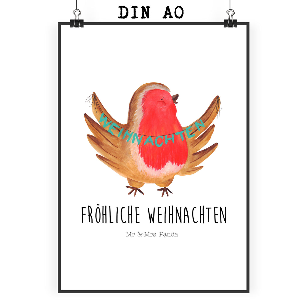 Poster Rotkehlchen Weihnachten Poster, Wandposter, Bild, Wanddeko, Küchenposter, Kinderposter, Wanddeko Bild, Raumdekoration, Wanddekoration, Handgemaltes Poster, Mr. & Mrs. Panda Poster, Designposter, Kunstdruck, Posterdruck, Winter, Weihnachten, Weihnachtsdeko, Nikolaus, Advent, Heiligabend, Wintermotiv, Frohe Weihnachten, Weihnachtsmotiv, Weihnachtsgruß, Vogel, xmas