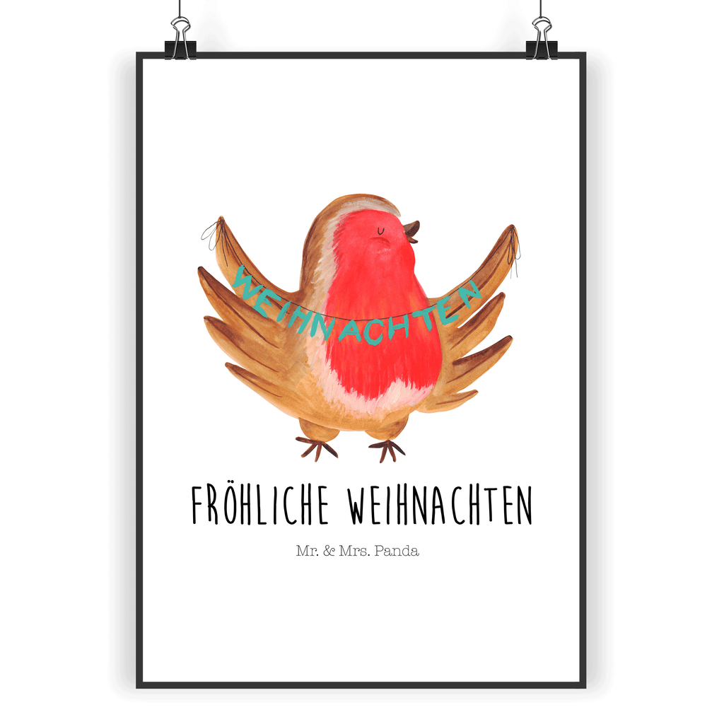 Poster Rotkehlchen Weihnachten Poster, Wandposter, Bild, Wanddeko, Küchenposter, Kinderposter, Wanddeko Bild, Raumdekoration, Wanddekoration, Handgemaltes Poster, Mr. & Mrs. Panda Poster, Designposter, Kunstdruck, Posterdruck, Winter, Weihnachten, Weihnachtsdeko, Nikolaus, Advent, Heiligabend, Wintermotiv, Frohe Weihnachten, Weihnachtsmotiv, Weihnachtsgruß, Vogel, xmas