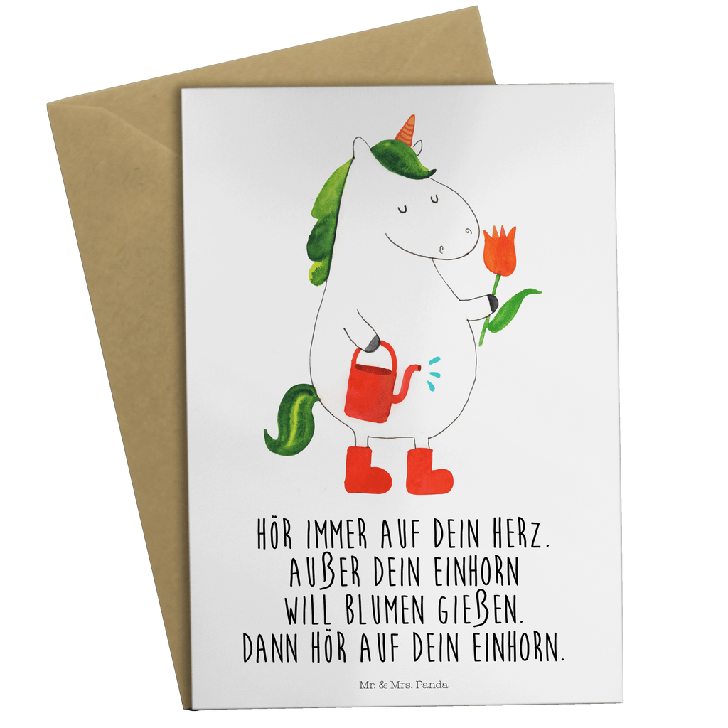 Grußkarte Einhorn Gärtner Klappkarte, Einladungskarte, Glückwunschkarte, Hochzeitskarte, Geburtstagskarte, Karte, Einhorn, Einhörner, Einhorn Deko, Pegasus, Unicorn, Luftballon, Gießkanne, Giesskanne, Lebenslust, Freude, Blume, Freundin, Garten, Stiefel