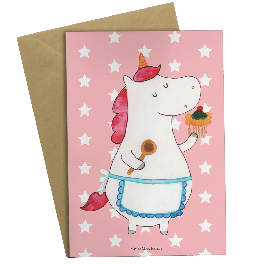 Grußkarte Einhorn Küchenfee Klappkarte, Einladungskarte, Glückwunschkarte, Hochzeitskarte, Geburtstagskarte, Karte, Einhorn, Einhörner, Einhorn Deko, Pegasus, Unicorn, backen, Muffin, Motivation, Träumer, träumen, Bäckerin, Hobbykoch, Koch, Torte, Kuchen