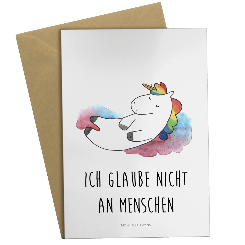 Grußkarte Einhorn Wolke 7 Klappkarte, Einladungskarte, Glückwunschkarte, Hochzeitskarte, Geburtstagskarte, Karte, Einhorn, Einhörner, Einhorn Deko, Pegasus, Unicorn, verliebt, Menschen, witzig, lustig, Geschenk, Glaube, Realität, Lächeln
