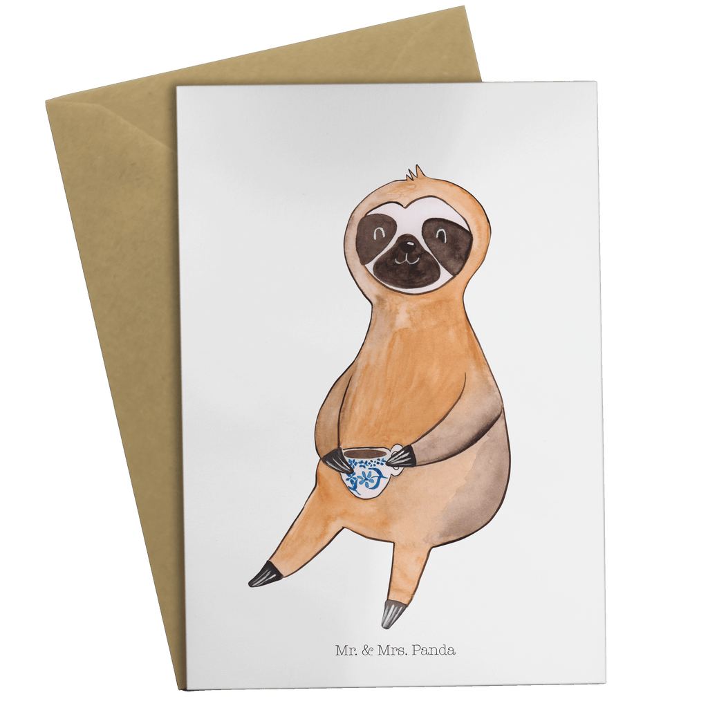 Grußkarte Faultier Kaffee Klappkarte, Einladungskarte, Glückwunschkarte, Hochzeitskarte, Geburtstagskarte, Karte, Faultier, Faultier Geschenk, Faultier Deko, Faultiere, faul, Lieblingstier, Kaffee, erster Kaffee, Morgenmuffel, Frühaufsteher, Kaffeetasse, Genießer, Coffee, Kaffeegetränk