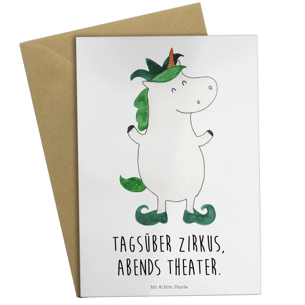 Grußkarte Einhorn Joker Klappkarte, Einladungskarte, Glückwunschkarte, Hochzeitskarte, Geburtstagskarte, Karte, Einhorn, Einhörner, Einhorn Deko, Pegasus, Unicorn, Hofnarr, Kasper, Gaukler, Mittelalter