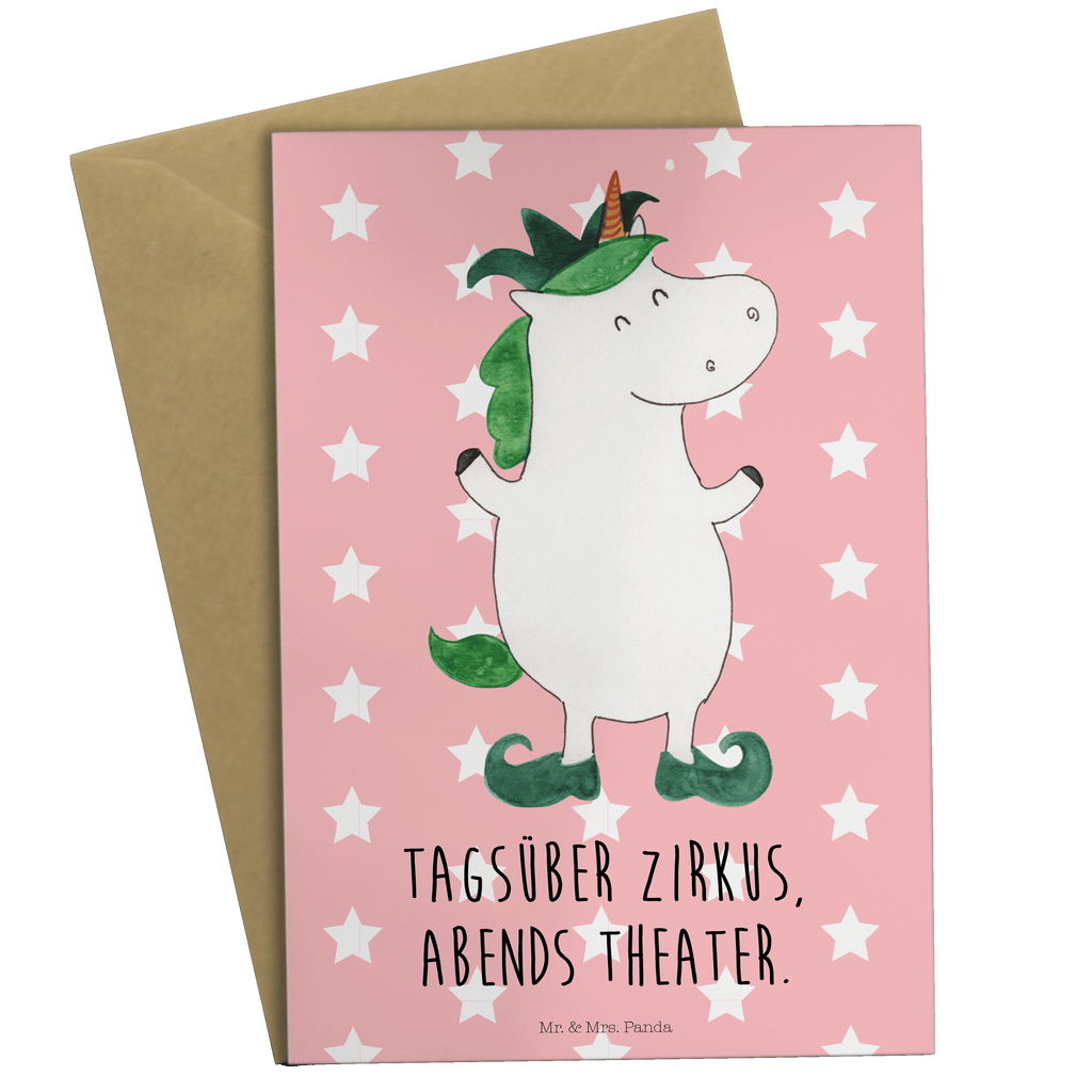 Grußkarte Einhorn Joker Klappkarte, Einladungskarte, Glückwunschkarte, Hochzeitskarte, Geburtstagskarte, Karte, Einhorn, Einhörner, Einhorn Deko, Pegasus, Unicorn, Hofnarr, Kasper, Gaukler, Mittelalter