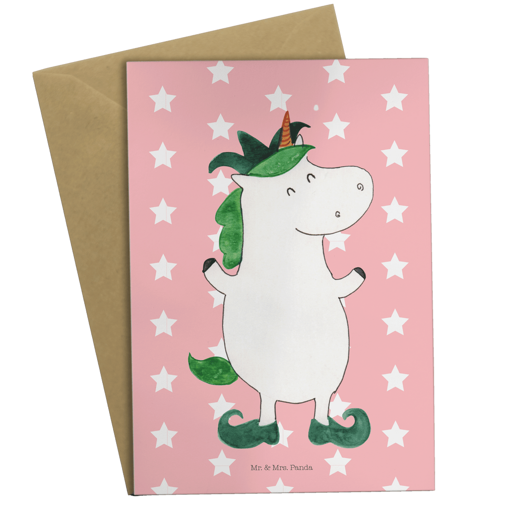 Grußkarte Einhorn Joker Klappkarte, Einladungskarte, Glückwunschkarte, Hochzeitskarte, Geburtstagskarte, Karte, Einhorn, Einhörner, Einhorn Deko, Pegasus, Unicorn, Hofnarr, Kasper, Gaukler, Mittelalter