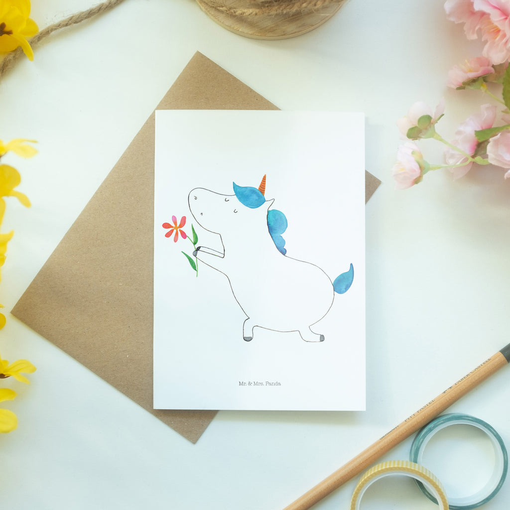 Grußkarte Einhorn Blume Klappkarte, Einladungskarte, Glückwunschkarte, Hochzeitskarte, Geburtstagskarte, Karte, Einhorn, Einhörner, Einhorn Deko, Pegasus, Unicorn, Liebe, Liebesbeweis, Antrag, Heiratsantrag, Verlobung, Ehepaar, Pärchen, Partner, Freund, Freundin, Ehe, heiraten