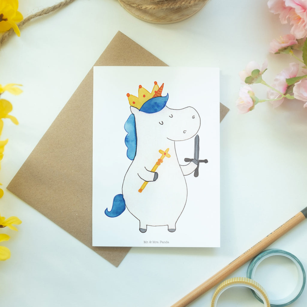 Grußkarte Einhorn König mit Schwert Klappkarte, Einladungskarte, Glückwunschkarte, Hochzeitskarte, Geburtstagskarte, Karte, Einhorn, Einhörner, Einhorn Deko, Pegasus, Unicorn, König, Ritter, Mittelalter