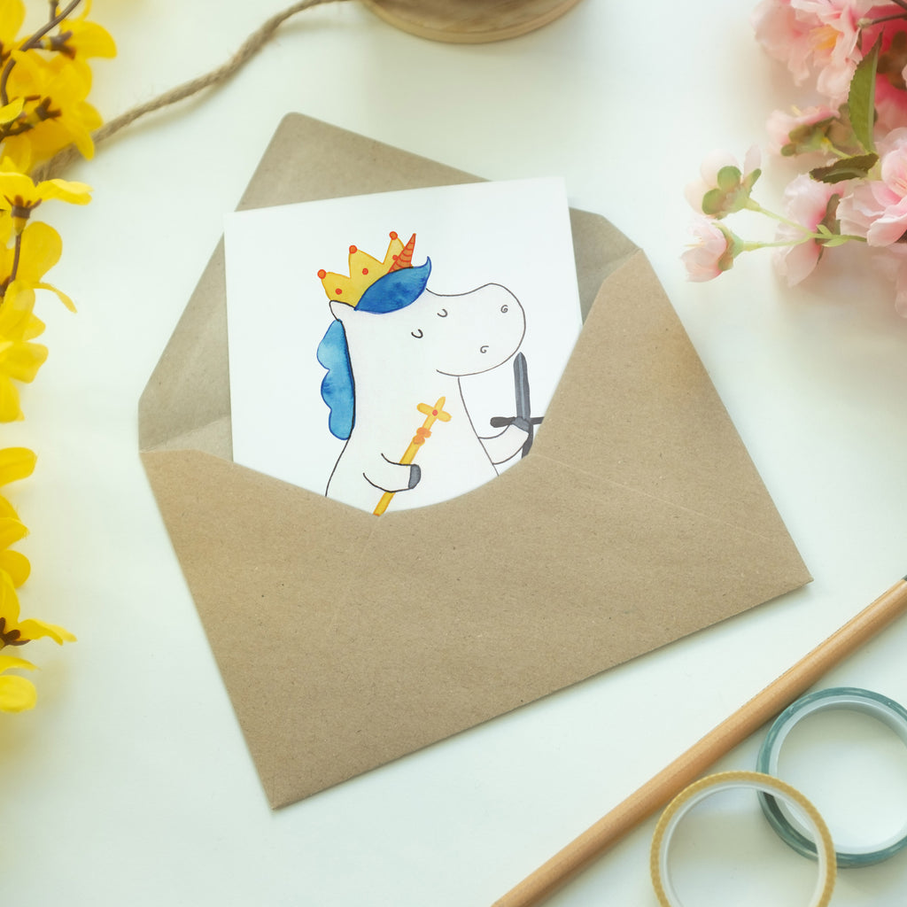 Grußkarte Einhorn König mit Schwert Klappkarte, Einladungskarte, Glückwunschkarte, Hochzeitskarte, Geburtstagskarte, Karte, Einhorn, Einhörner, Einhorn Deko, Pegasus, Unicorn, König, Ritter, Mittelalter