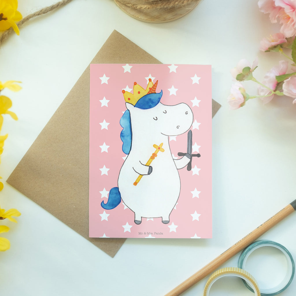Grußkarte Einhorn König mit Schwert Klappkarte, Einladungskarte, Glückwunschkarte, Hochzeitskarte, Geburtstagskarte, Karte, Einhorn, Einhörner, Einhorn Deko, Pegasus, Unicorn, König, Ritter, Mittelalter