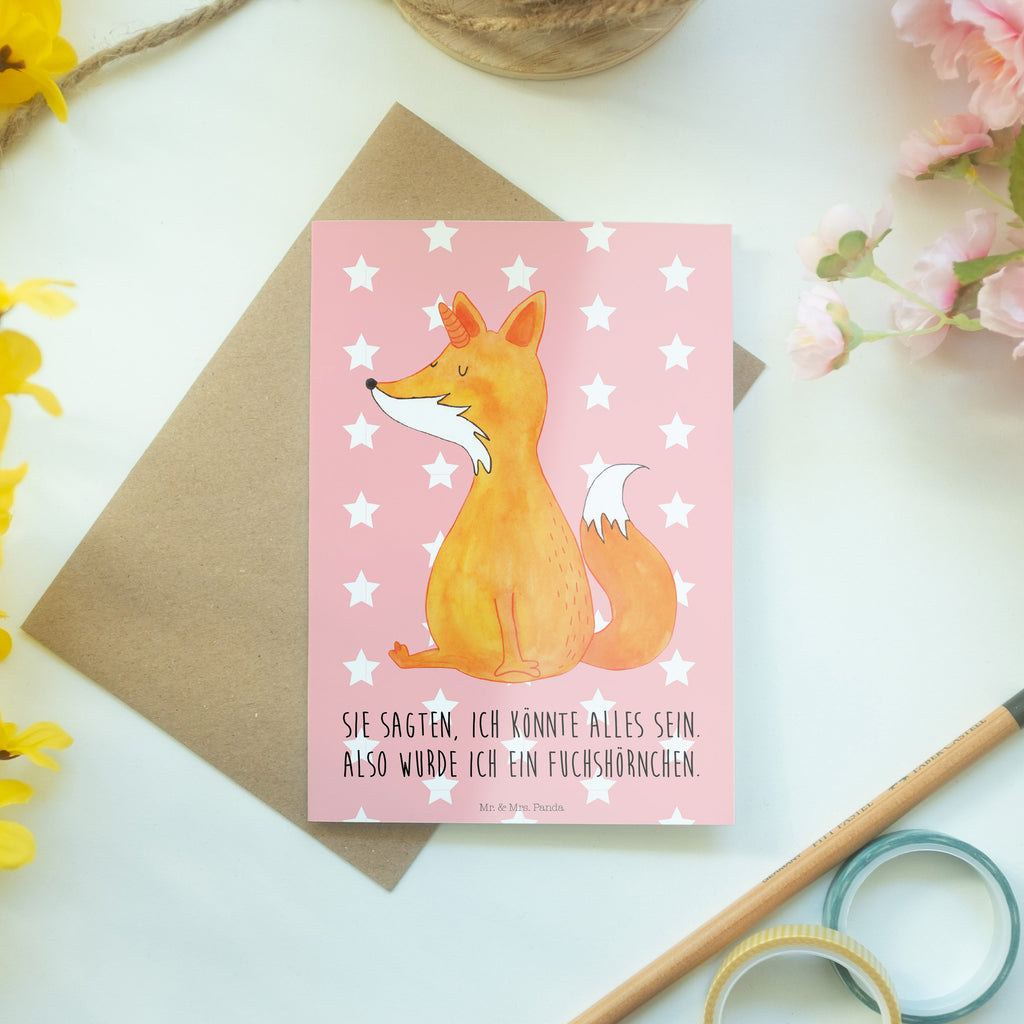 Grußkarte Fuchshörnchen Wunsch Klappkarte, Einladungskarte, Glückwunschkarte, Hochzeitskarte, Geburtstagskarte, Karte, Einhorn, Einhörner, Einhorn Deko, Pegasus, Unicorn, Fuchs, Unicorns, Fuchshörnchen, Fuchshorn, Foxycorn, Füchse