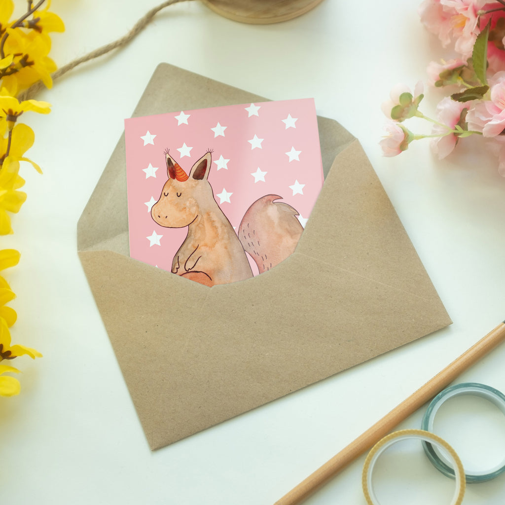 Grußkarte Einhörnchen Glaube Klappkarte, Einladungskarte, Glückwunschkarte, Hochzeitskarte, Geburtstagskarte, Karte, Einhorn, Einhörner, Einhorn Deko, Pegasus, Unicorn, Einhörnchen, Eichhörnchen, Eichhorn