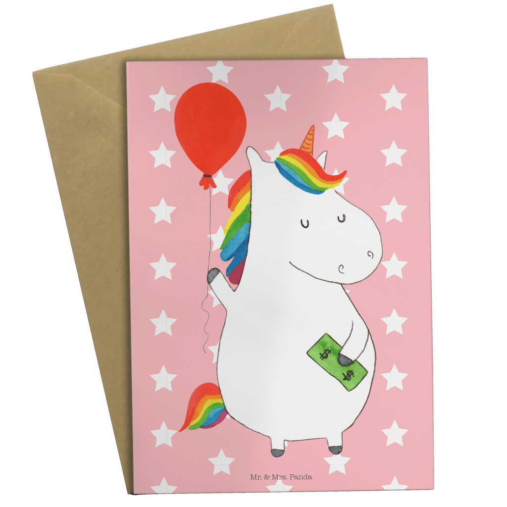 Grußkarte Einhorn Luftballon Klappkarte, Einladungskarte, Glückwunschkarte, Hochzeitskarte, Geburtstagskarte, Karte, Einhorn, Einhörner, Einhorn Deko, Pegasus, Unicorn, Luftballon, Geld, Lebenslust, Freude, Geschenk, Freundin