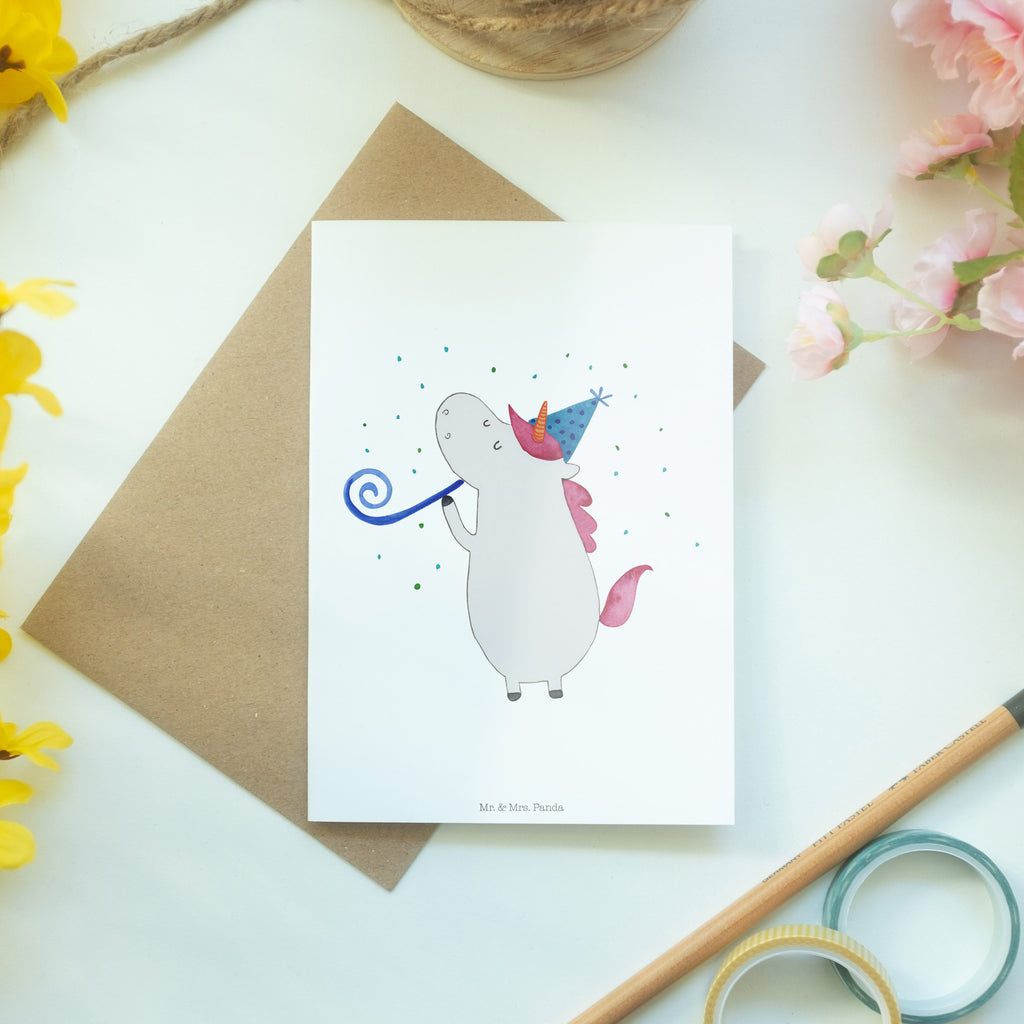 Grußkarte Einhorn Party Klappkarte, Einladungskarte, Glückwunschkarte, Hochzeitskarte, Geburtstagskarte, Karte, Einhorn, Einhörner, Einhorn Deko, Pegasus, Unicorn, Glitzer, Konfetti, Party, Geburtstag, Feier, Fest, Alkohol, Disco, Club