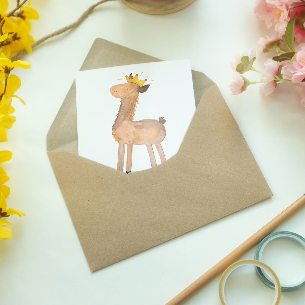 Grußkarte Lama König Klappkarte, Einladungskarte, Glückwunschkarte, Hochzeitskarte, Geburtstagskarte, Karte, Lama, Alpaka, Lamas, König, Königin, Freundin, Mama, Papa, Büro Kollege, Kollegin, Chef, Vorgesetzter, Abi, Abitur