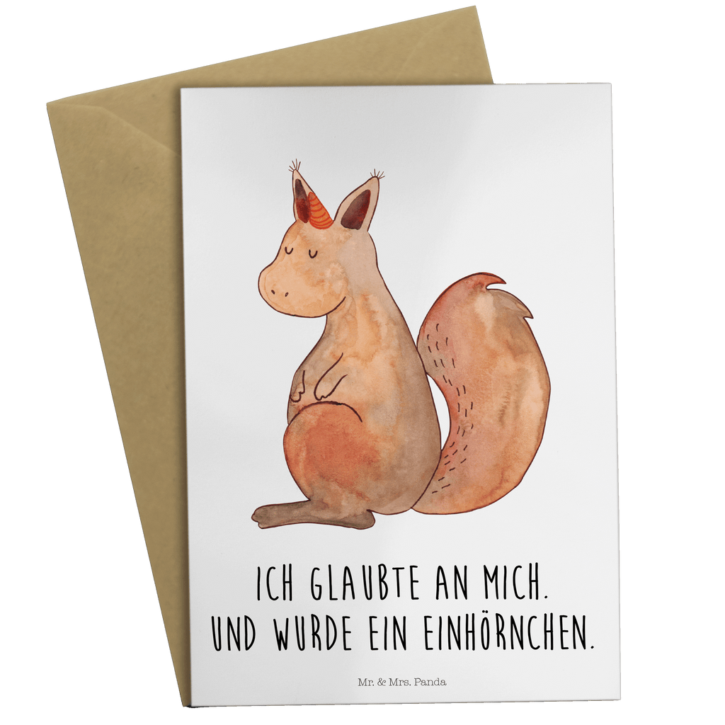 Grußkarte Einhörnchen Glaube Klappkarte, Einladungskarte, Glückwunschkarte, Hochzeitskarte, Geburtstagskarte, Karte, Einhorn, Einhörner, Einhorn Deko, Pegasus, Unicorn, Einhörnchen, Eichhörnchen, Eichhorn