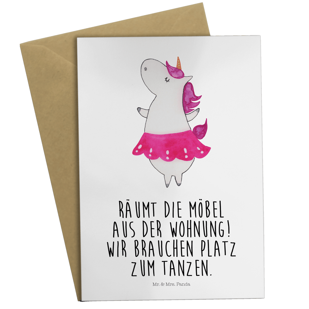 Grußkarte Einhorn Ballerina Klappkarte, Einladungskarte, Glückwunschkarte, Hochzeitskarte, Geburtstagskarte, Karte, Einhorn, Einhörner, Einhorn Deko, Pegasus, Unicorn, Tanzen, Ballerina, Party, Wohnung, Spaß, Feiern, Geburtstag, Tänzerin, Lebenslust, Lebensfreude