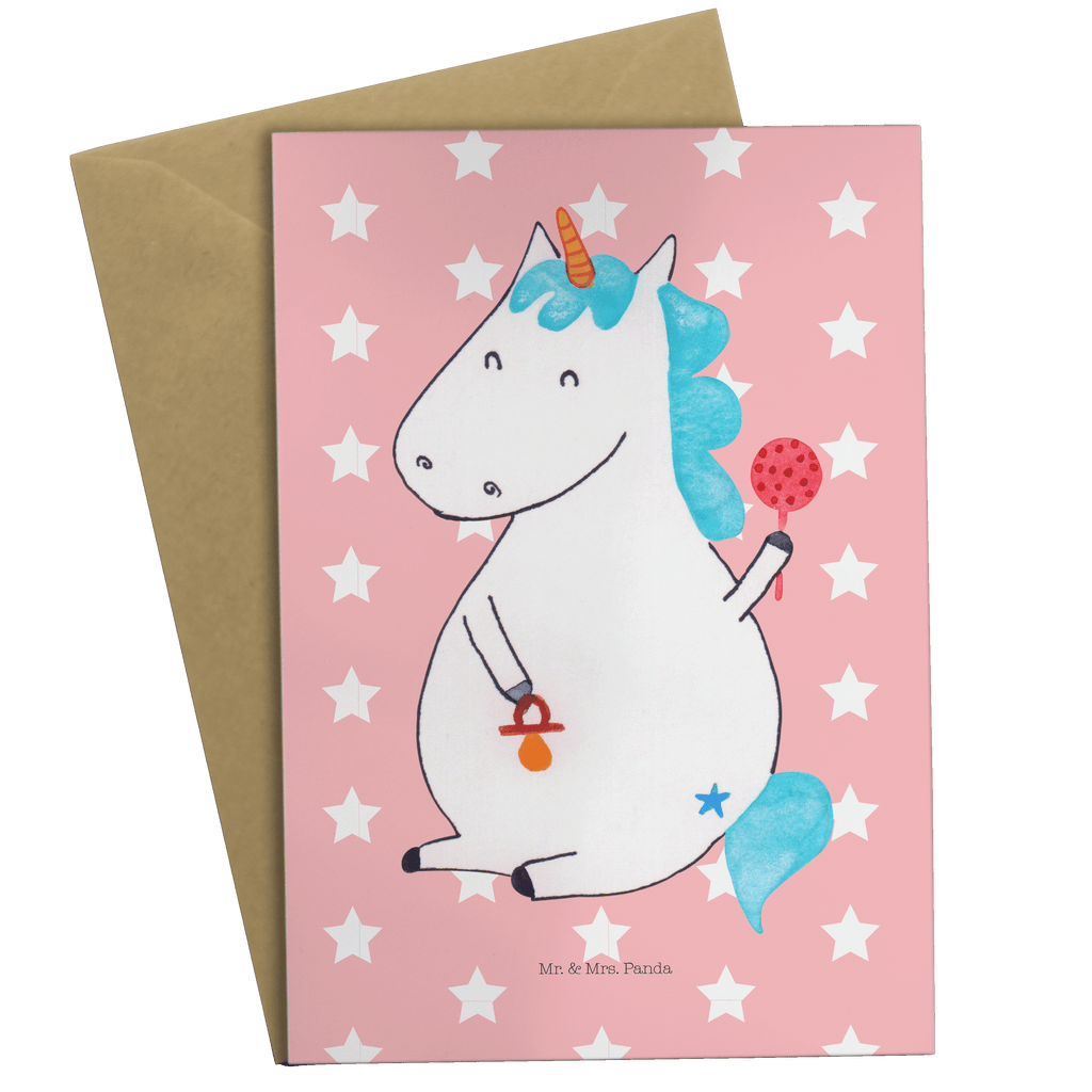 Grußkarte Einhorn Baby Klappkarte, Einladungskarte, Glückwunschkarte, Hochzeitskarte, Geburtstagskarte, Karte, Einhorn, Einhörner, Einhorn Deko, Pegasus, Unicorn, Mutter, Geburt, Geburtstag, erstes Kind, Baby, Babyglück, Nachwuchs, Eltern, Party, Kind, Schnuller