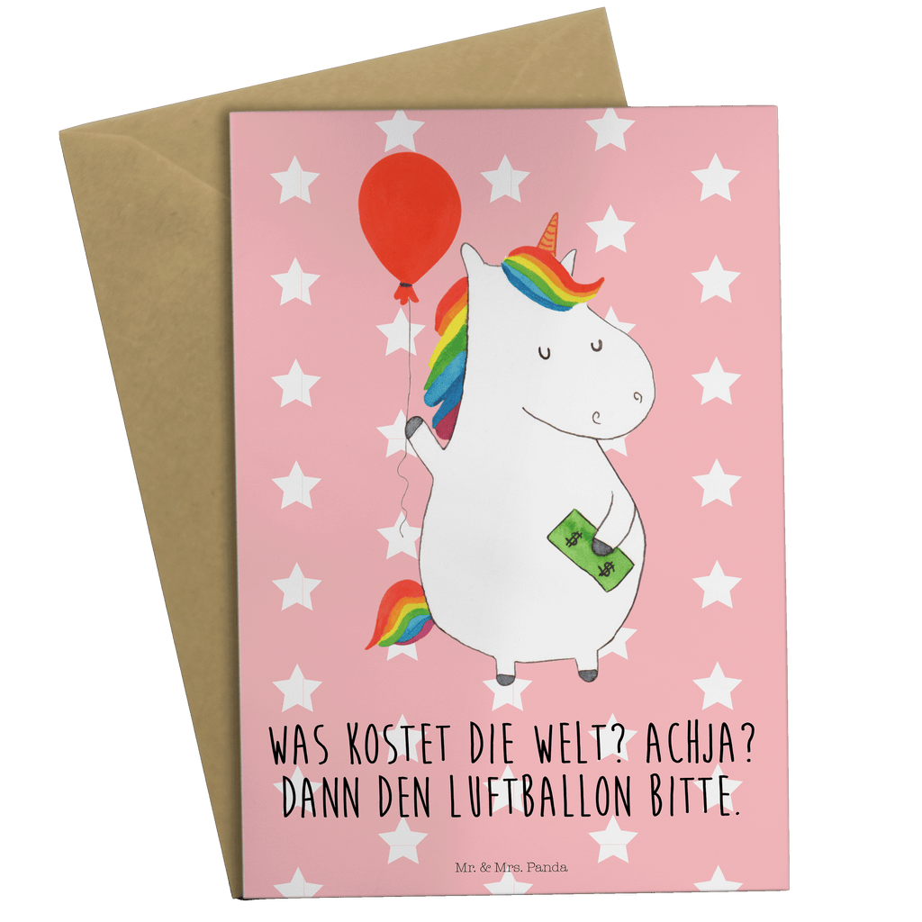 Grußkarte Einhorn Luftballon Klappkarte, Einladungskarte, Glückwunschkarte, Hochzeitskarte, Geburtstagskarte, Karte, Einhorn, Einhörner, Einhorn Deko, Pegasus, Unicorn, Luftballon, Geld, Lebenslust, Freude, Geschenk, Freundin