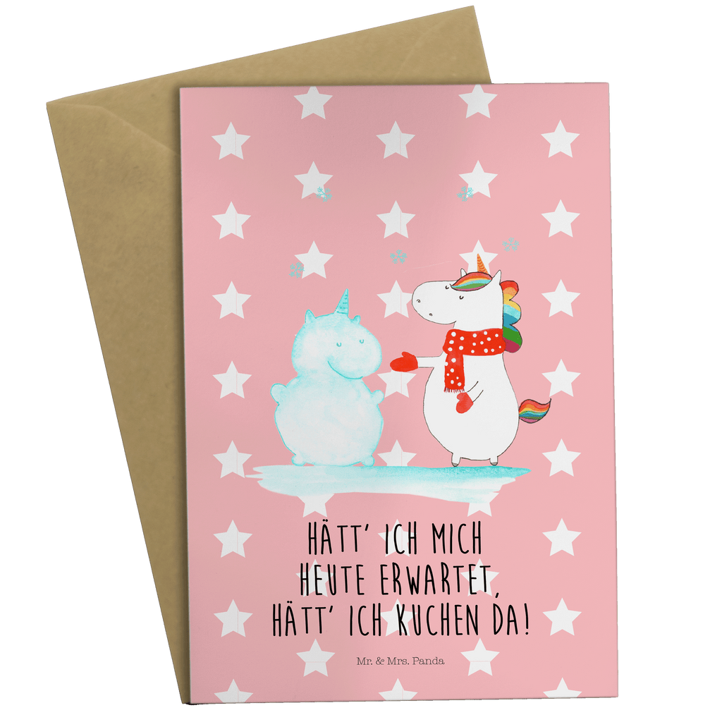 Grußkarte Einhorn Schneemann Klappkarte, Einladungskarte, Glückwunschkarte, Hochzeitskarte, Geburtstagskarte, Karte, Einhorn, Einhörner, Einhorn Deko, Pegasus, Unicorn, Schneemann, Winter, Schnee, Kuchen, Weihnachten, kalt, Mütze, Handschuhe, X-Mas