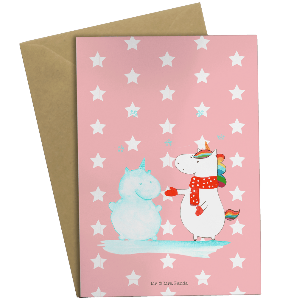 Grußkarte Einhorn Schneemann Klappkarte, Einladungskarte, Glückwunschkarte, Hochzeitskarte, Geburtstagskarte, Karte, Einhorn, Einhörner, Einhorn Deko, Pegasus, Unicorn, Schneemann, Winter, Schnee, Kuchen, Weihnachten, kalt, Mütze, Handschuhe, X-Mas