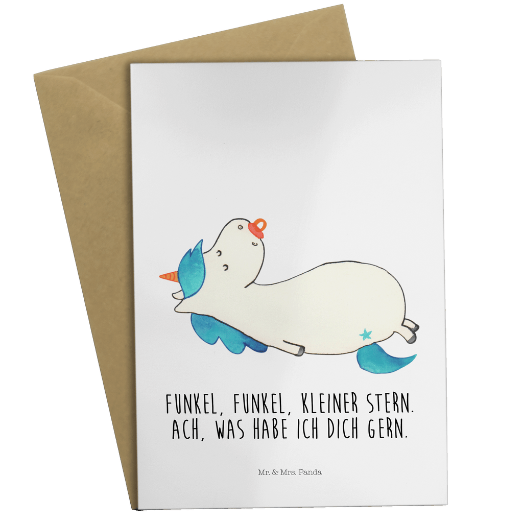 Grußkarte Einhorn Schnullie Klappkarte, Einladungskarte, Glückwunschkarte, Hochzeitskarte, Geburtstagskarte, Karte, Einhorn, Einhörner, Einhorn Deko, Pegasus, Unicorn, Baby, Kleinkind, Geburt, Geburtstag, Säugling, Schnuller, Geschenk Geburt, Mutter, Mama