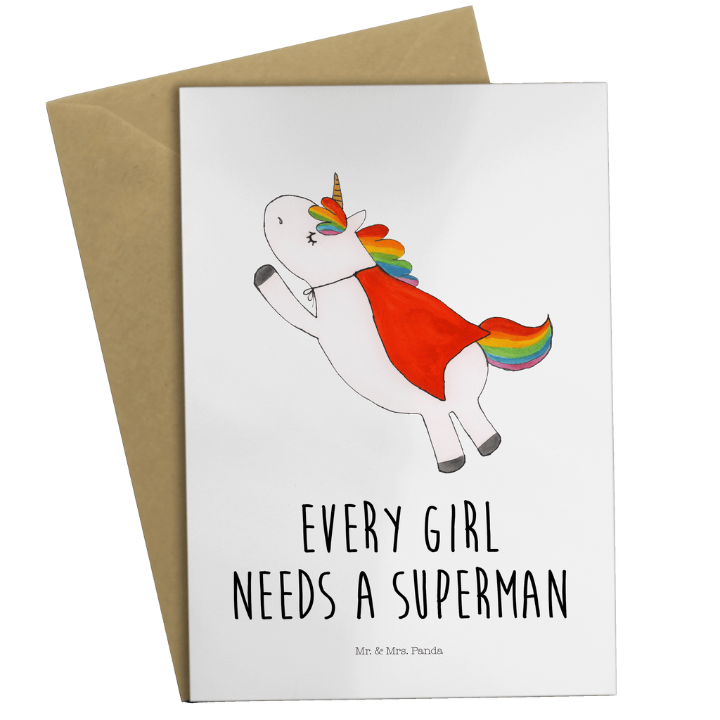 Grußkarte Einhorn Super Klappkarte, Einladungskarte, Glückwunschkarte, Hochzeitskarte, Geburtstagskarte, Karte, Einhorn, Einhörner, Einhorn Deko, Pegasus, Unicorn, Traummann, Superheld, Held, Freundin, Geschenk, Girl, Mädchen