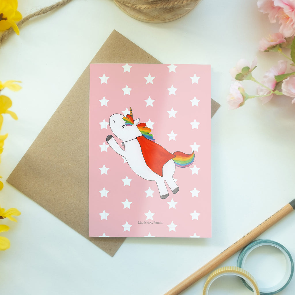 Grußkarte Einhorn Super Klappkarte, Einladungskarte, Glückwunschkarte, Hochzeitskarte, Geburtstagskarte, Karte, Einhorn, Einhörner, Einhorn Deko, Pegasus, Unicorn, Traummann, Superheld, Held, Freundin, Geschenk, Girl, Mädchen