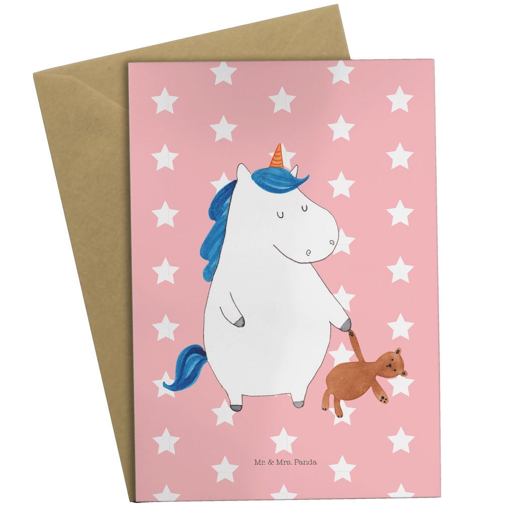 Grußkarte Einhorn Teddy Klappkarte, Einladungskarte, Glückwunschkarte, Hochzeitskarte, Geburtstagskarte, Karte, Einhorn, Einhörner, Einhorn Deko, Pegasus, Unicorn, schlafen, gute Nacht, Single, Bett, Träumen, Freundin, Singleleben