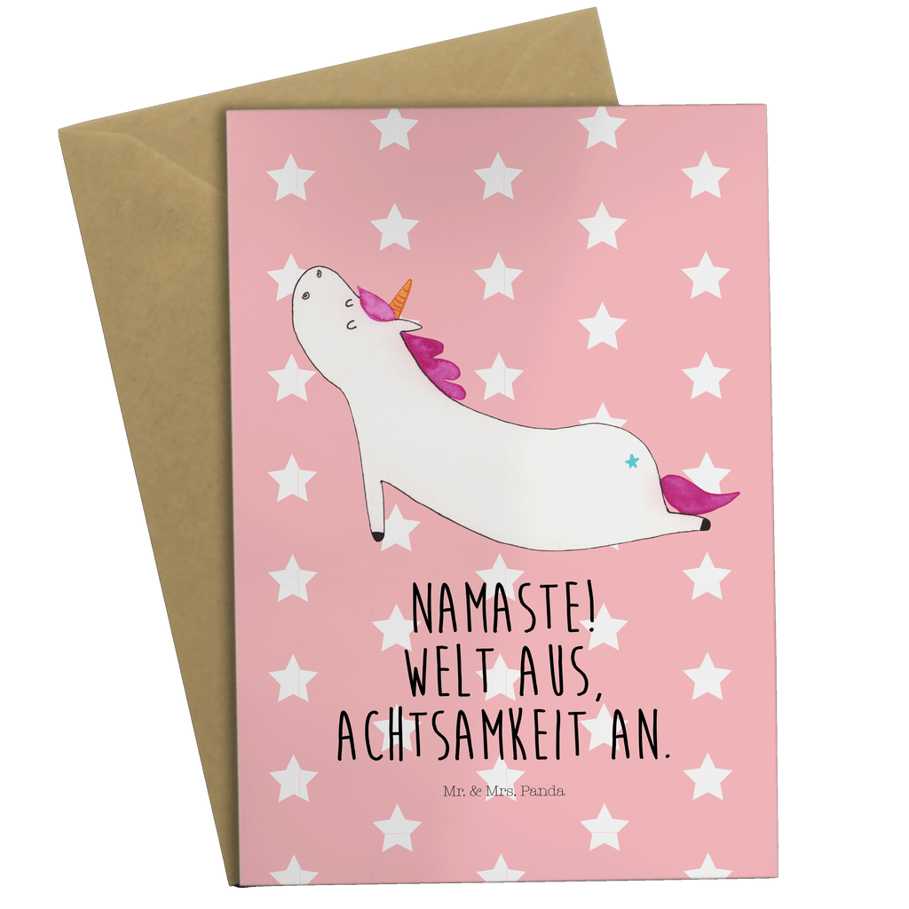 Grußkarte Einhorn Yoga Klappkarte, Einladungskarte, Glückwunschkarte, Hochzeitskarte, Geburtstagskarte, Karte, Einhorn, Einhörner, Einhorn Deko, Pegasus, Unicorn, Yoga, Namaste, Achtsamkeit, Entspannung, Joga, Yogamatte, Sport, lustig, witzig, süß