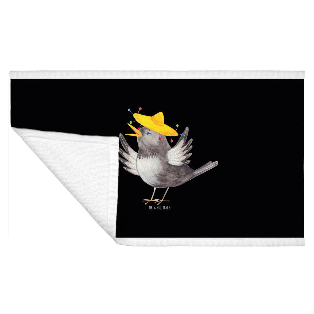 50 x 100 Handtuch Rabe mit Sombrero Handtuch, Badehandtuch, Badezimmer, Handtücher, groß, Kinder, Baby, Tiermotive, Gute Laune, lustige Sprüche, Tiere, Rabe, Vogel, Vögel, Spruch positiv, fröhlich sein, glücklich sein, Glück Spruch, froh, Elster, Motivation