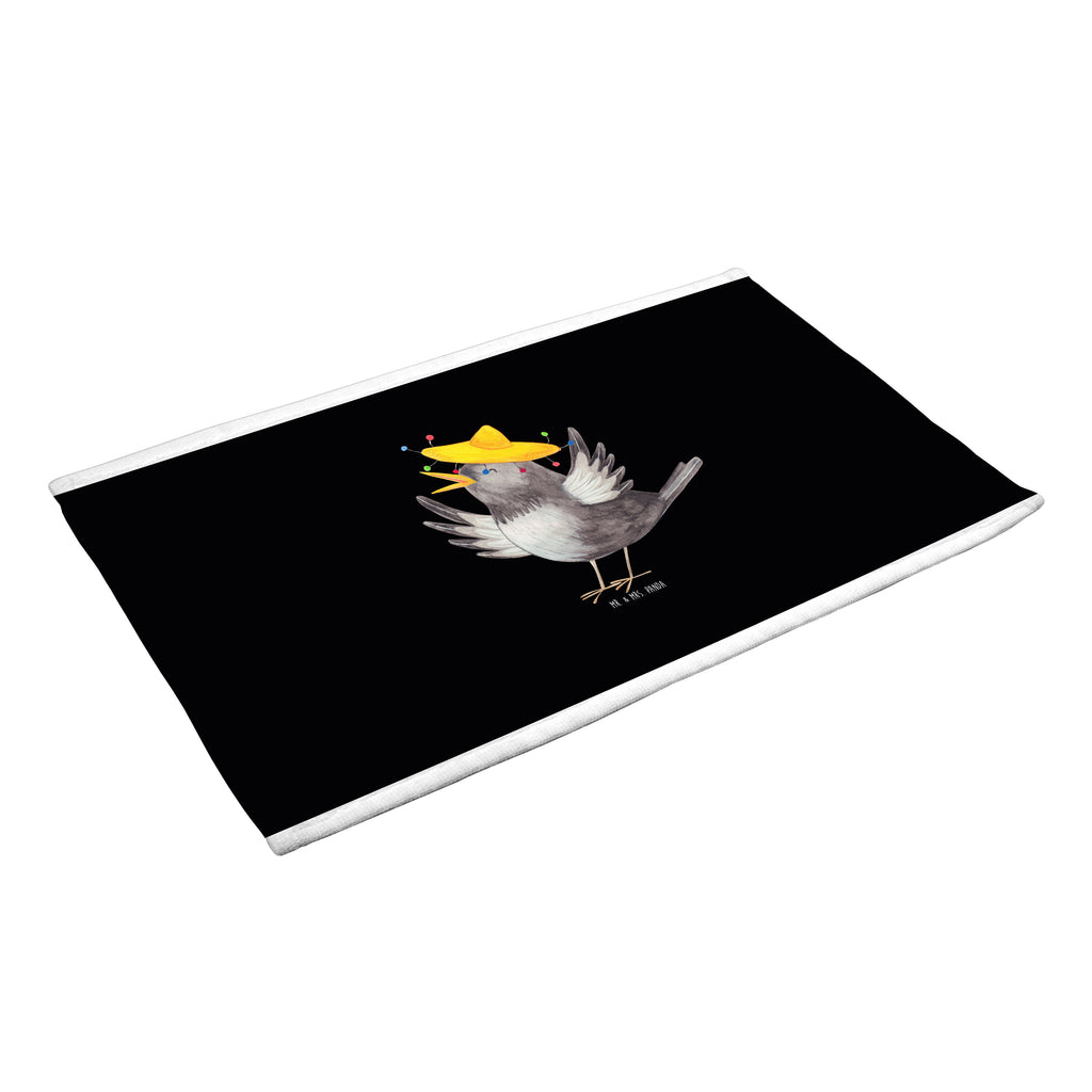 50 x 100 Handtuch Rabe mit Sombrero Handtuch, Badehandtuch, Badezimmer, Handtücher, groß, Kinder, Baby, Tiermotive, Gute Laune, lustige Sprüche, Tiere, Rabe, Vogel, Vögel, Spruch positiv, fröhlich sein, glücklich sein, Glück Spruch, froh, Elster, Motivation