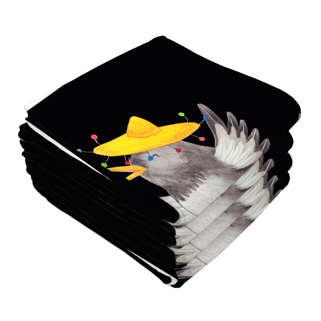 50 x 100 Handtuch Rabe mit Sombrero Handtuch, Badehandtuch, Badezimmer, Handtücher, groß, Kinder, Baby, Tiermotive, Gute Laune, lustige Sprüche, Tiere, Rabe, Vogel, Vögel, Spruch positiv, fröhlich sein, glücklich sein, Glück Spruch, froh, Elster, Motivation