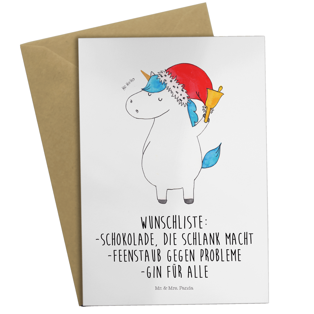 Grußkarte Einhorn Weihnachtsmann Klappkarte, Einladungskarte, Glückwunschkarte, Hochzeitskarte, Geburtstagskarte, Karte, Einhorn, Einhörner, Einhorn Deko, Pegasus, Unicorn, Gin, Schokolade, Schoki, Weihnachten, Weihnachtsmann, Nikolaus, Wunschzettel, Wunschliste, Feenstaub