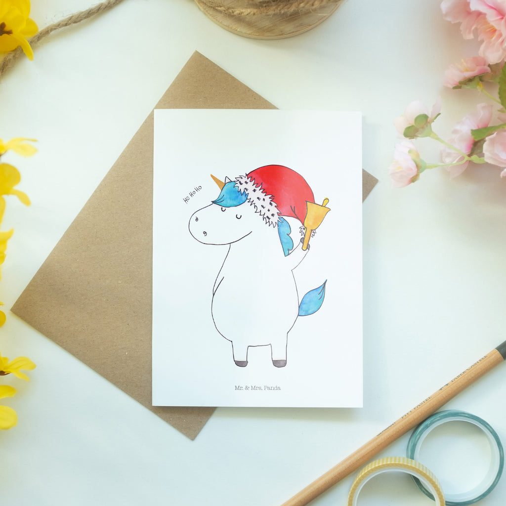 Grußkarte Einhorn Weihnachtsmann Klappkarte, Einladungskarte, Glückwunschkarte, Hochzeitskarte, Geburtstagskarte, Karte, Einhorn, Einhörner, Einhorn Deko, Pegasus, Unicorn, Gin, Schokolade, Schoki, Weihnachten, Weihnachtsmann, Nikolaus, Wunschzettel, Wunschliste, Feenstaub