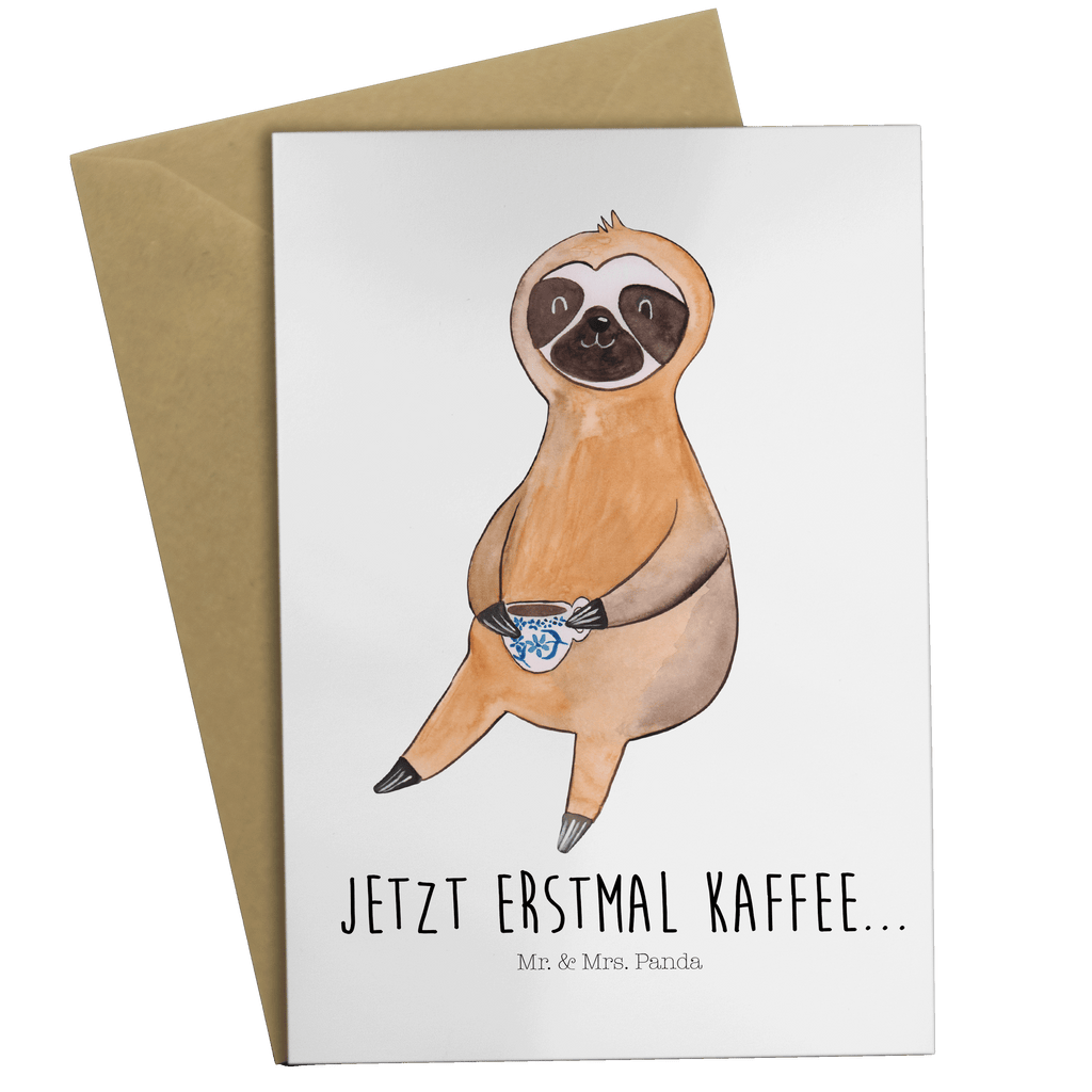 Grußkarte Faultier Kaffee Klappkarte, Einladungskarte, Glückwunschkarte, Hochzeitskarte, Geburtstagskarte, Karte, Faultier, Faultier Geschenk, Faultier Deko, Faultiere, faul, Lieblingstier, Kaffee, erster Kaffee, Morgenmuffel, Frühaufsteher, Kaffeetasse, Genießer, Coffee, Kaffeegetränk