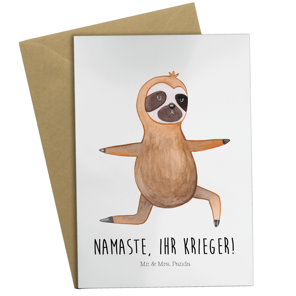 Grußkarte Faultier  Yoga Klappkarte, Einladungskarte, Glückwunschkarte, Hochzeitskarte, Geburtstagskarte, Karte, Faultier, Faultier Geschenk, Faultier Deko, Faultiere, faul, Lieblingstier, Yoga, Namaste, Krieger, Yogaübungen, Meditation, Atmung, Gelassenheit, Entspannung