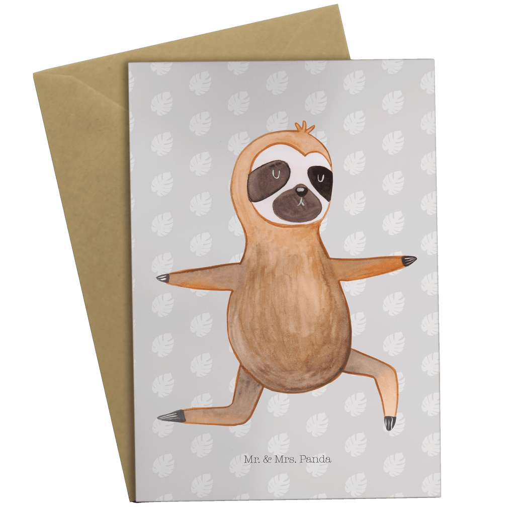 Grußkarte Faultier  Yoga Klappkarte, Einladungskarte, Glückwunschkarte, Hochzeitskarte, Geburtstagskarte, Karte, Faultier, Faultier Geschenk, Faultier Deko, Faultiere, faul, Lieblingstier, Yoga, Namaste, Krieger, Yogaübungen, Meditation, Atmung, Gelassenheit, Entspannung