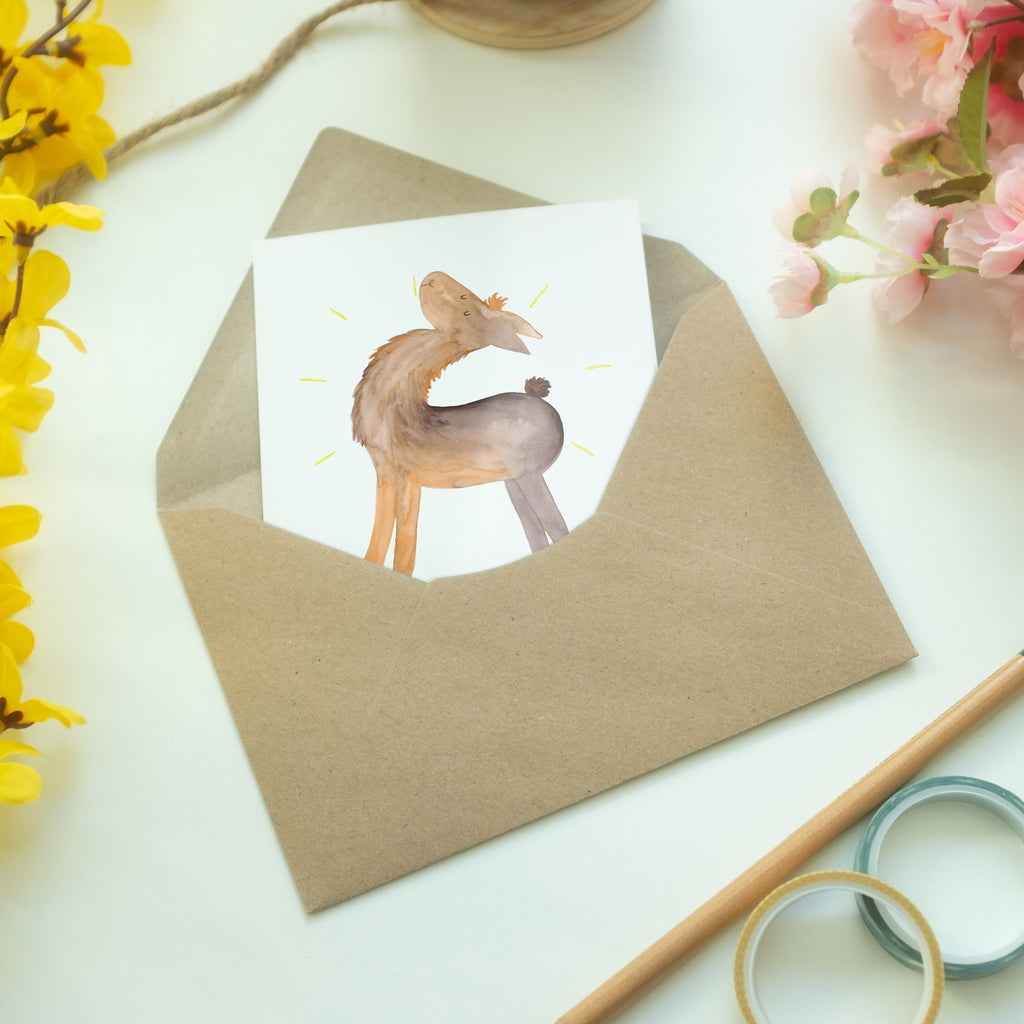 Grußkarte Lama stolz Klappkarte, Einladungskarte, Glückwunschkarte, Hochzeitskarte, Geburtstagskarte, Karte, Lama, Alpaka, Lamas, Außenseiter, Anders, Neustart, stolz, Hippie, Freundin, Freundinnen, beste Freundin, Kumpel, Familie, Family