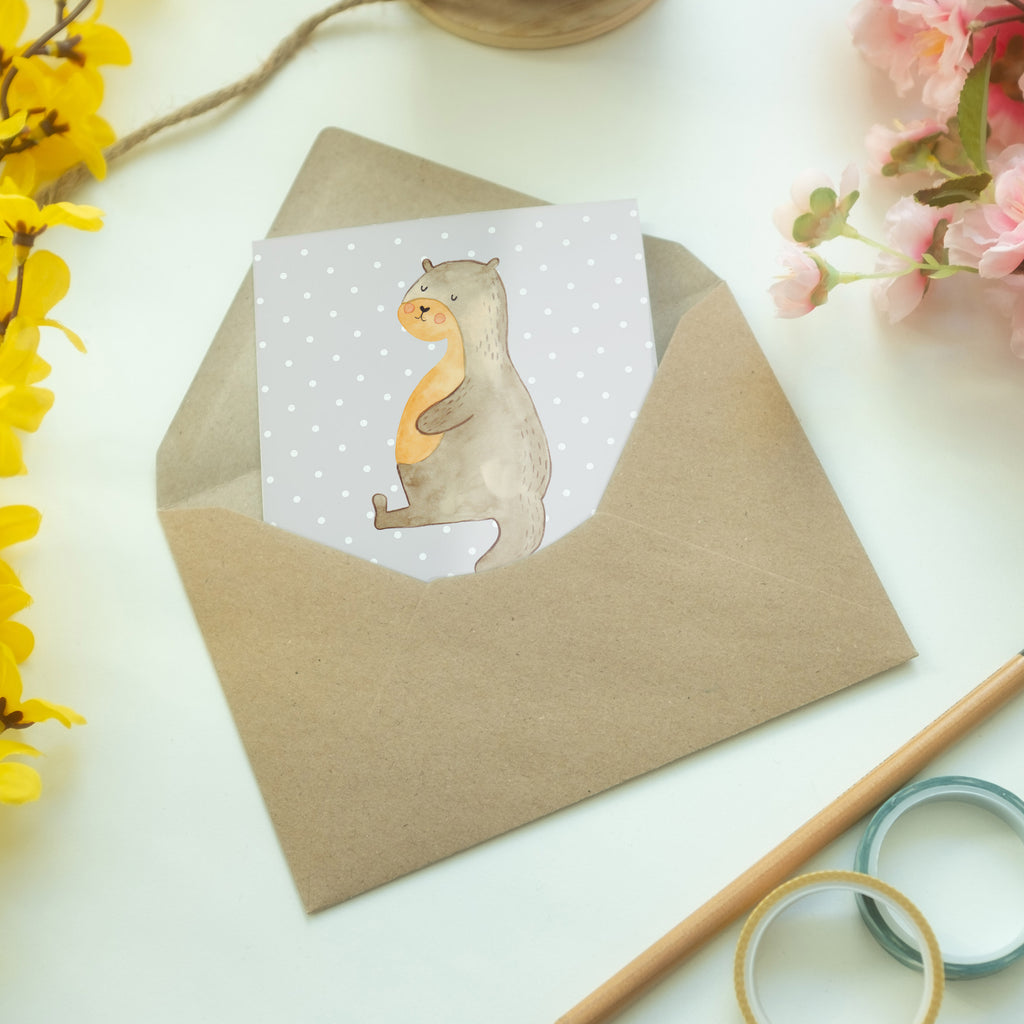 Grußkarte Otter Bauch Klappkarte, Einladungskarte, Glückwunschkarte, Hochzeitskarte, Geburtstagskarte, Karte, Otter, Fischotter, Seeotter, Otter Seeotter See Otter