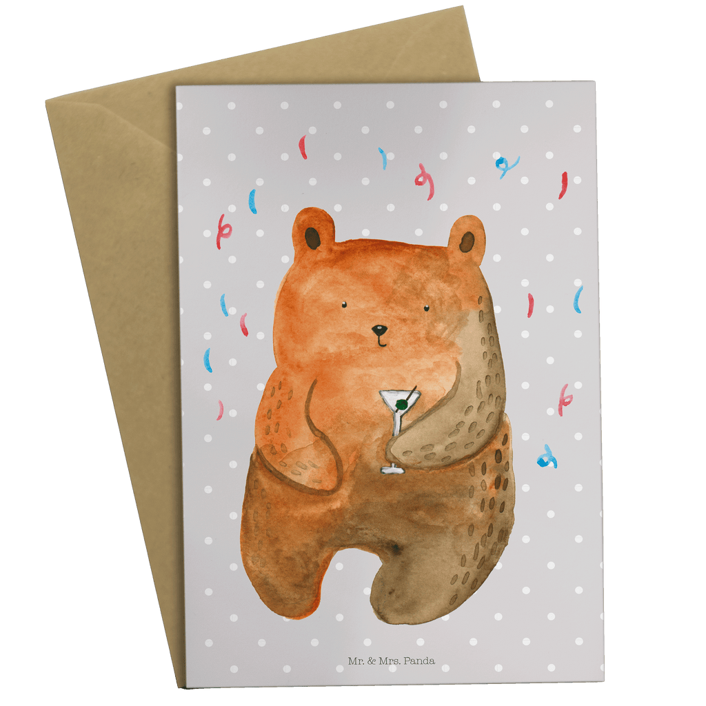 Grußkarte Bär Party Klappkarte, Einladungskarte, Glückwunschkarte, Hochzeitskarte, Geburtstagskarte, Karte, Bär, Teddy, Teddybär, Geburtstag, Geburtstagsgeschenk, Geschenk, Party, Feiern, Abfeiern, Mitbringsel, Gute Laune, Lustig