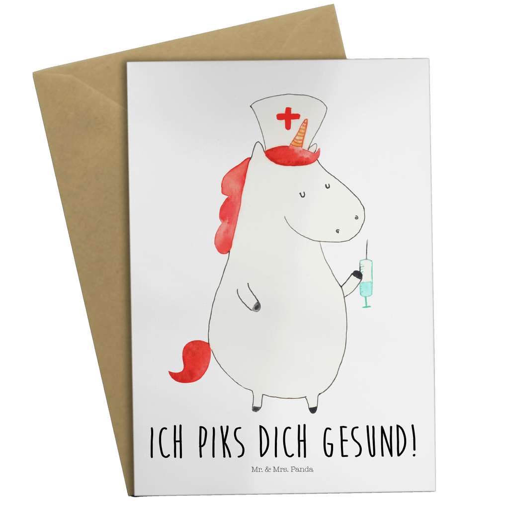 Grußkarte Einhorn Krankenschwester Klappkarte, Einladungskarte, Glückwunschkarte, Hochzeitskarte, Geburtstagskarte, Karte, Einhorn, Einhörner, Einhorn Deko, Pegasus, Unicorn, Krankenschwester Geschenk, Krankenpfleger Geschenk, Krankenpflegerin, Krankenschwester Dankeschön, Krankenhaus, Ärztin Geschenk