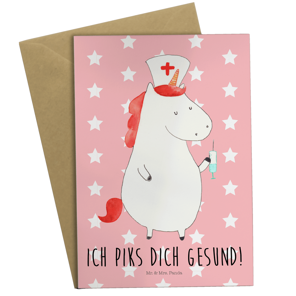 Grußkarte Einhorn Krankenschwester Klappkarte, Einladungskarte, Glückwunschkarte, Hochzeitskarte, Geburtstagskarte, Karte, Einhorn, Einhörner, Einhorn Deko, Pegasus, Unicorn, Krankenschwester Geschenk, Krankenpfleger Geschenk, Krankenpflegerin, Krankenschwester Dankeschön, Krankenhaus, Ärztin Geschenk