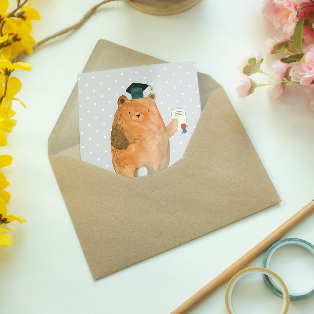 Grußkarte Prüfungsbär Klappkarte, Einladungskarte, Glückwunschkarte, Hochzeitskarte, Geburtstagskarte, Karte, Bär, Teddy, Teddybär, Abitur, Prüfungen, Prüfung bestanden, Abschluss, Zeugnis, Abschlusszeugnis
