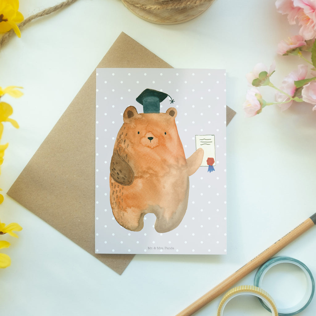 Grußkarte Prüfungsbär Klappkarte, Einladungskarte, Glückwunschkarte, Hochzeitskarte, Geburtstagskarte, Karte, Bär, Teddy, Teddybär, Abitur, Prüfungen, Prüfung bestanden, Abschluss, Zeugnis, Abschlusszeugnis