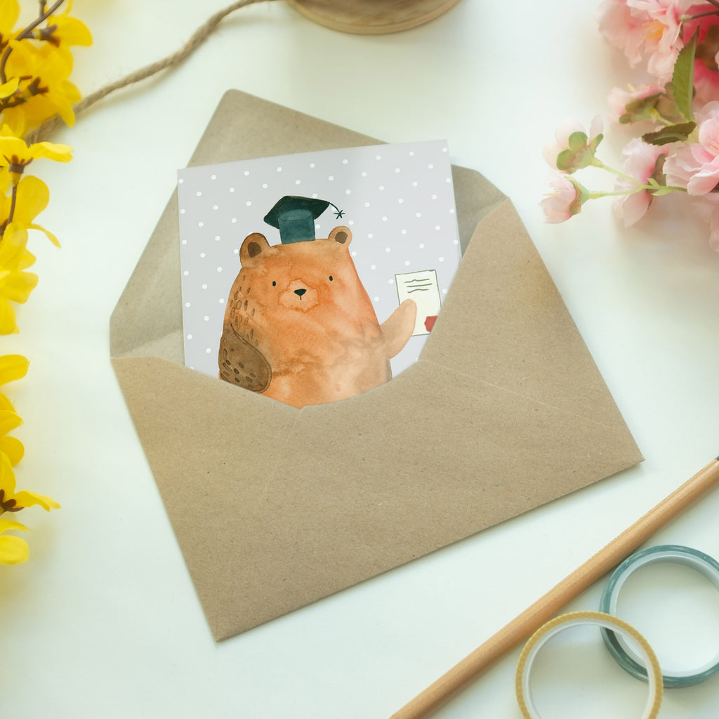 Grußkarte Prüfungsbär Klappkarte, Einladungskarte, Glückwunschkarte, Hochzeitskarte, Geburtstagskarte, Karte, Bär, Teddy, Teddybär, Abitur, Prüfungen, Prüfung bestanden, Abschluss, Zeugnis, Abschlusszeugnis